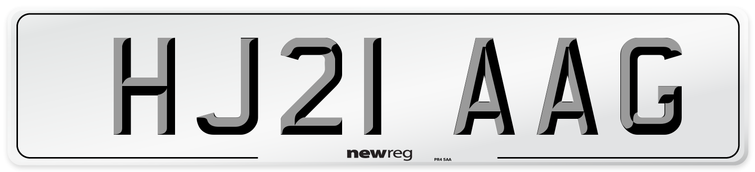 HJ21 AAG Number Plate from New Reg